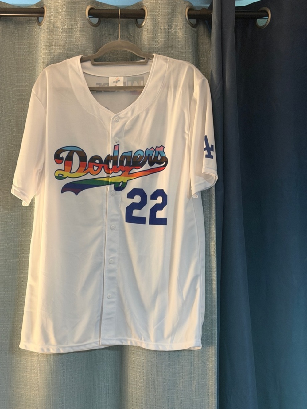 Los Angeles Dodgers #22 Rainbow Script Jersey - White